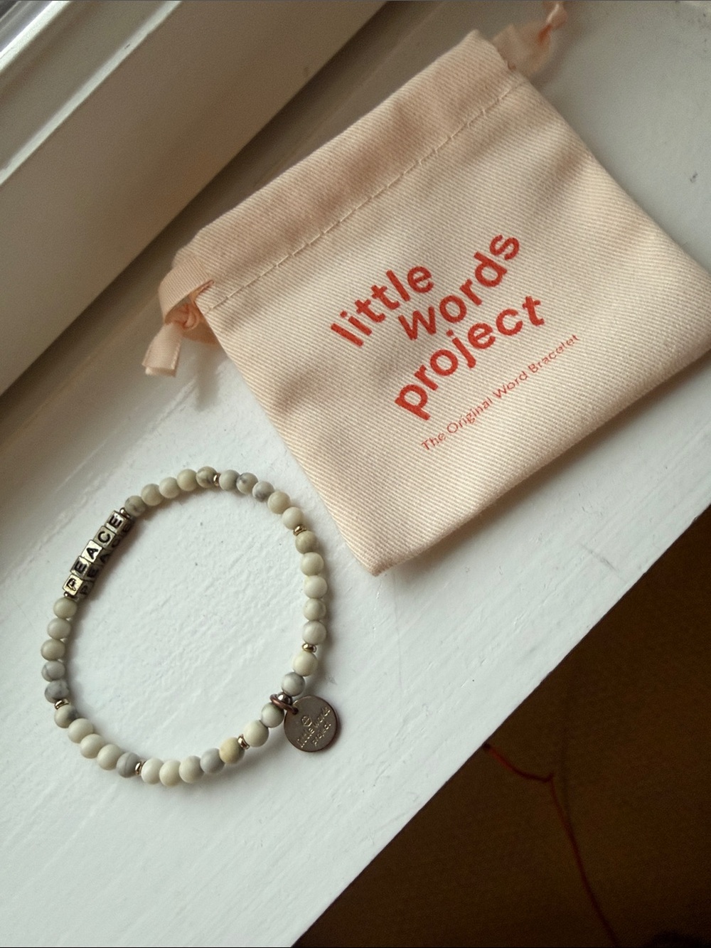 Little Words Project ‘Peace' White Beaded Bracelet